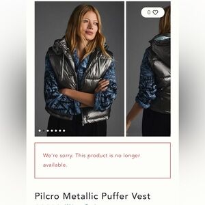 SOLD OUT Pilcro Anthropologie metallic hooded (removable) vest, size XS, $140
